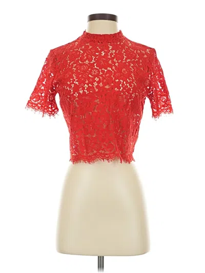 Pre-owned Express Short Sleeve Top Red Mock Neckline Tops