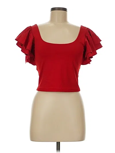Pre-owned Express Short Sleeve Top Red Sweetheart Neckline Tops