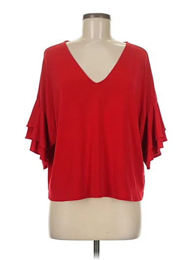 Pre-owned Express Short Sleeve Top Red V Neck Tops