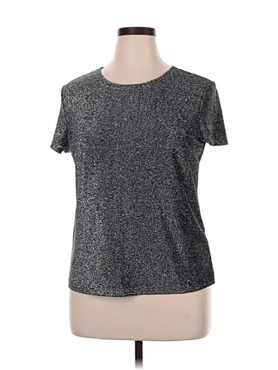 Pre-owned Express Short Sleeve Top Silver Metallic Pattern Crew Neck Tops