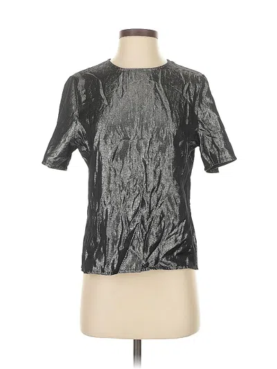 Pre-owned Express Short Sleeve Top Silver Metallic Pattern Keyhole Neckline Tops