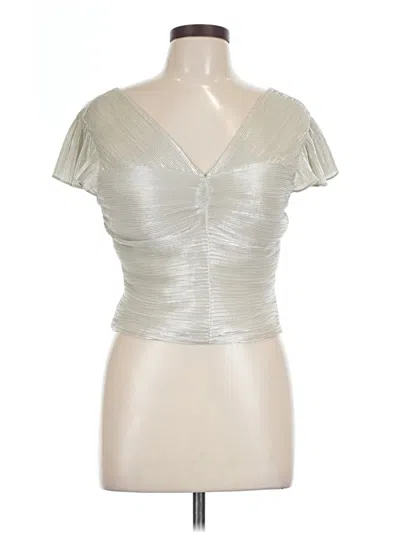 Express Short Sleeve Top Silver Metallic Pattern Sweetheart Neckline Tops