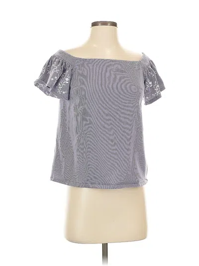 Pre-owned Express Short Sleeve Top Silver Off The Shoulder Neckline Tops