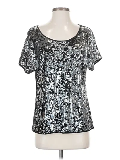 Pre-owned Express Short Sleeve Top Silver Scoop Neck Tops