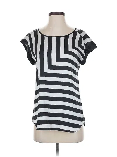 Pre-owned Express Short Sleeve Top Silver Stripes Pattern Scoop Neck Tops