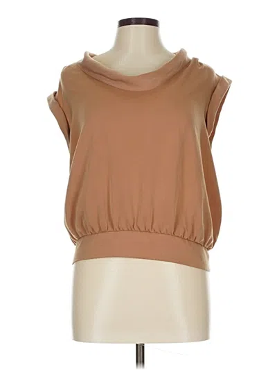 Pre-owned Express Short Sleeve Top Tan Cowl Neck Tops In Brown