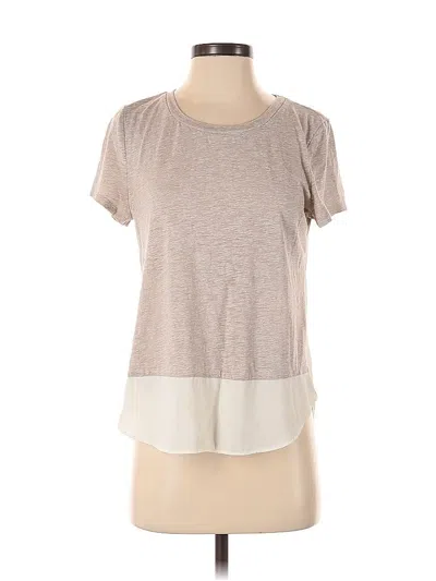Pre-owned Express Short Sleeve Top Tan Crew Neck Tops In Brown