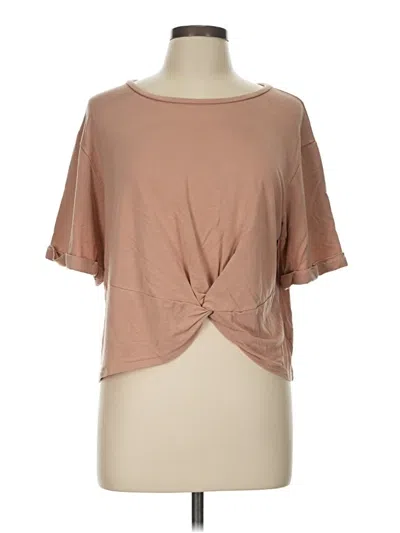 Pre-owned Express Short Sleeve Top Tan Keyhole Neckline Tops