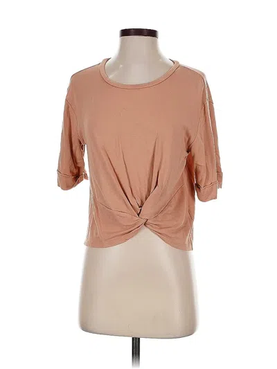 Pre-owned Express Short Sleeve Top Tan Keyhole Neckline Tops In Brown