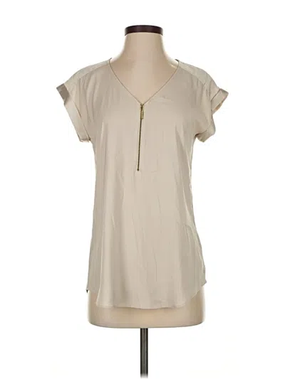 Pre-owned Express Short Sleeve Top Tan Keyhole Neckline Tops In Brown