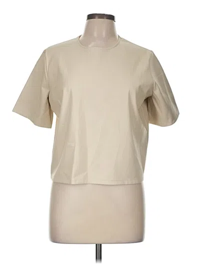 Pre-owned Express Short Sleeve Top Tan Mock Neckline Tops In Brown