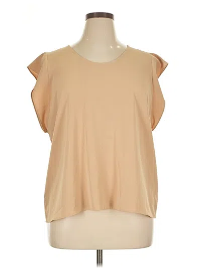 Pre-owned Express Short Sleeve Top Tan Scoop Neck Tops