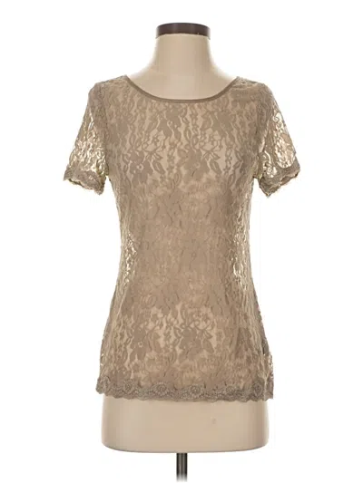 Pre-owned Express Short Sleeve Top Tan Scoop Neck Tops In Brown