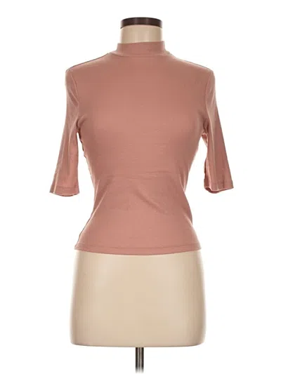 Pre-owned Express Short Sleeve Top Tan Turtleneck Tops In Brown