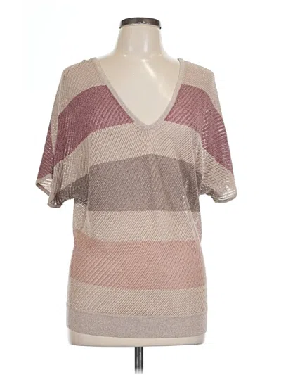 Pre-owned Express Short Sleeve Top Tan V Neck Tops In Brown