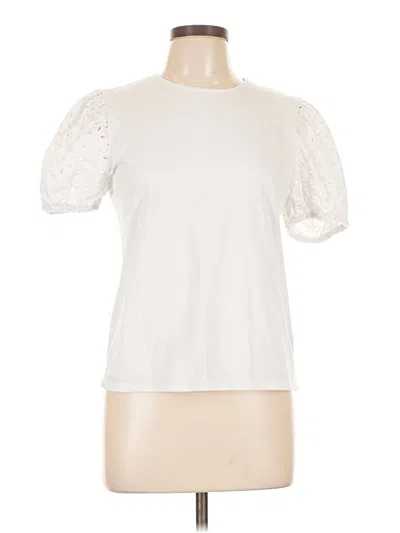Pre-owned Express Short Sleeve Top White Crew Neck Tops