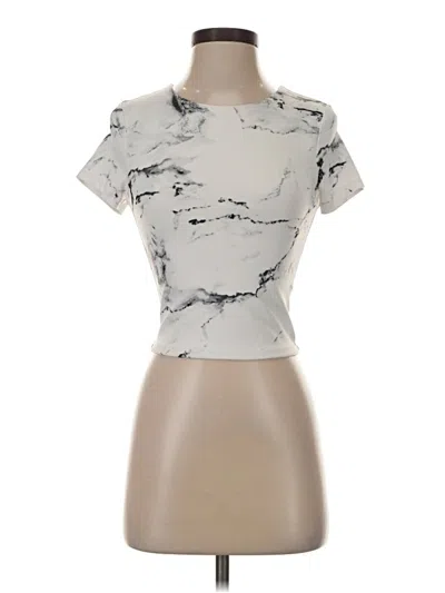 Pre-owned Express Short Sleeve Top White Keyhole Neckline Tops