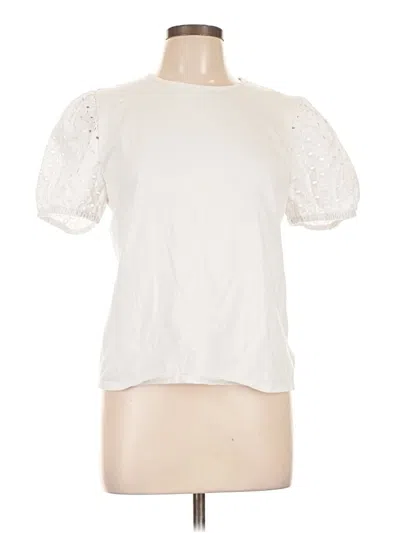 Pre-owned Express Short Sleeve Top White Mock Neckline Tops