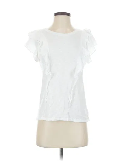 Pre-owned Express Short Sleeve Top White Ruffles Neckline Tops