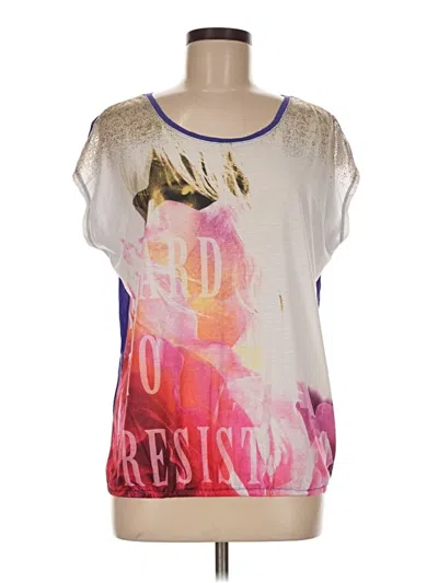 Pre-owned Express Short Sleeve Top White Scoop Neck Tops