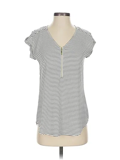 Pre-owned Express Short Sleeve Top White Stripes Pattern Sweetheart Neckline Tops