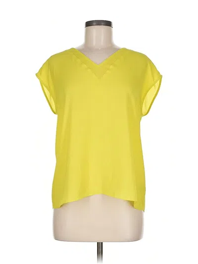 Pre-owned Express Short Sleeve Top Yellow V Neck Tops