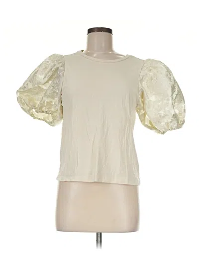 Pre-owned Express Short Sleeve T-shirt In Ivory