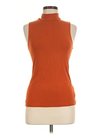 Pre-owned Express Short Sleeve Turtleneck In Orange