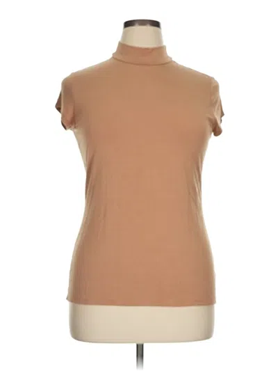 Pre-owned Express Short Sleeve Turtleneck In Tan