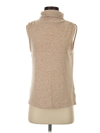 Pre-owned Express Short Sleeve Turtleneck In Tan