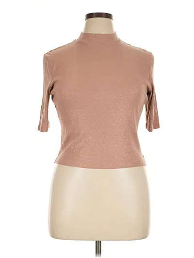 Pre-owned Express Short Sleeve Turtleneck In Tan