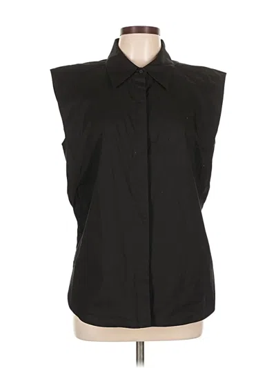 Pre-owned Express Sleeveless Button Down Shirt In Black