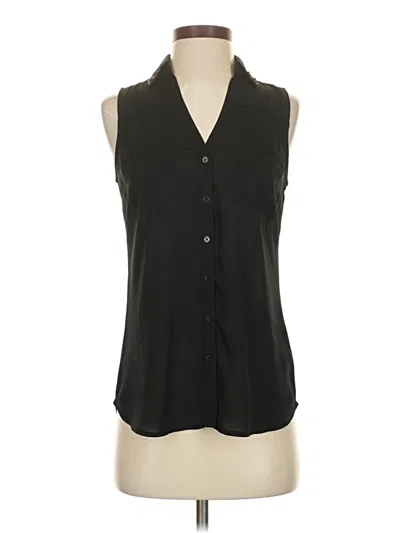 Pre-owned Express Sleeveless Button Down Shirt In Black