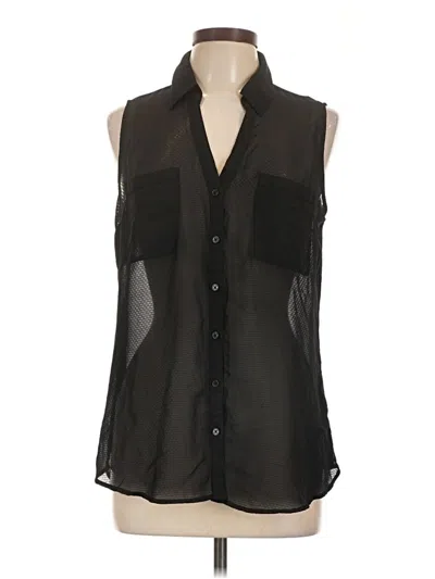 Pre-owned Express Sleeveless Button Down Shirt In Black