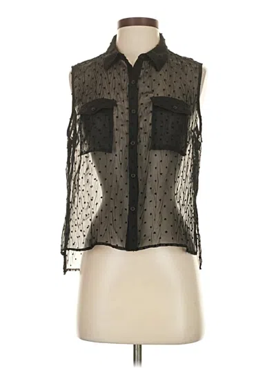Pre-owned Express Sleeveless Button Down Shirt In Black