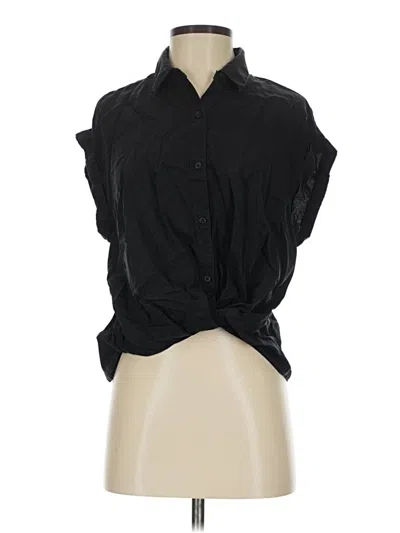 Pre-owned Express Sleeveless Button Down Shirt In Black