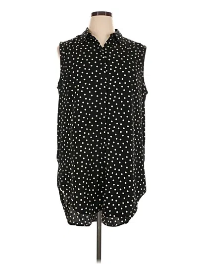 Pre-owned Express Sleeveless Button Down Shirt In Black