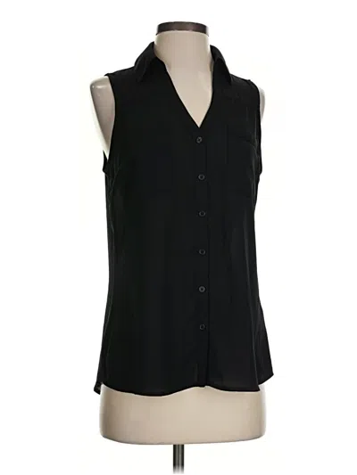 Pre-owned Express Sleeveless Button Down Shirt In Black