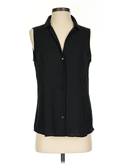 Pre-owned Express Sleeveless Button Down Shirt In Black