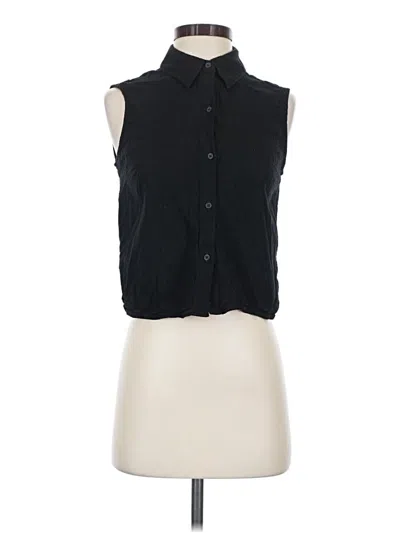 Pre-owned Express Sleeveless Button Down Shirt In Black