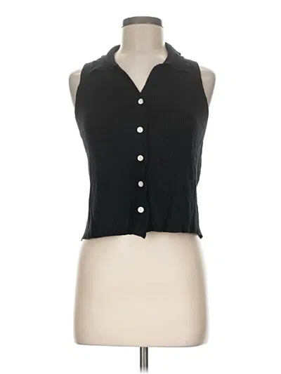 Pre-owned Express Sleeveless Button Down Shirt In Black
