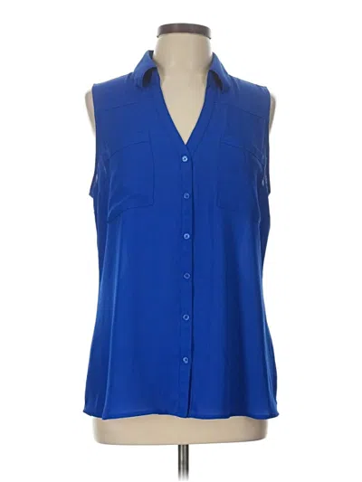 Pre-owned Express Sleeveless Button Down Shirt In Blue