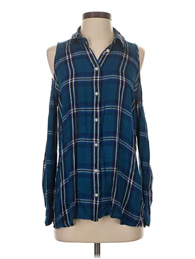 Pre-owned Express Sleeveless Button Down Shirt In Blue