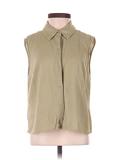 Pre-owned Express Sleeveless Button Down Shirt In Green