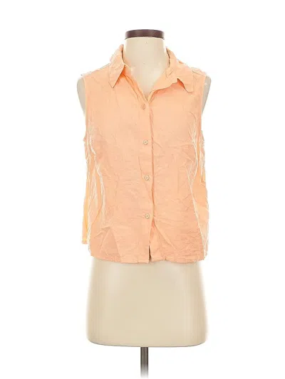 Pre-owned Express Sleeveless Button Down Shirt In Orange