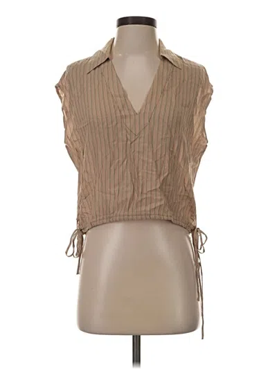 Pre-owned Express Sleeveless Button Down Shirt In Tan