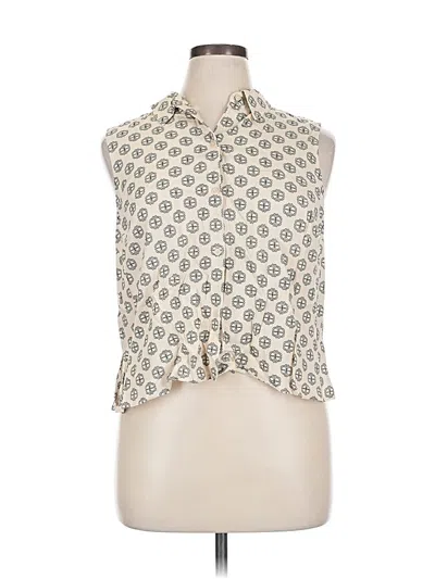 Pre-owned Express Sleeveless Button Down Shirt In White