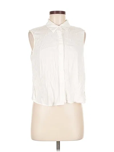 Pre-owned Express Sleeveless Button Down Shirt In White