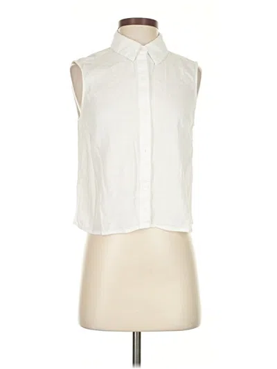 Pre-owned Express Sleeveless Button Down Shirt In White