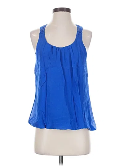 Pre-owned Express Sleeveless Silk Top Blue Halter Neckline Tops